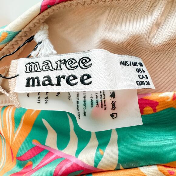 NWT Maree Maree One Shoulder Floral Print Ruffle Swimsuit US 6 Tropical Resort - Picture 7 of 7